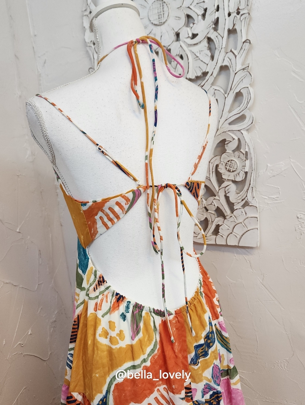 Tropical Boho Floral Spaghetti-Strap Maxi Dress in Pink & Orange - Picture 10 of 10